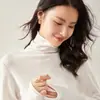 Outono e Inverno Novo Caxemira Feminino Gola Alta Camisa Base Manga Longa Versátil Amigo da Pele Solto Emagrecedor Suéter Quente