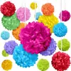 Flores de Papel Coloridas Decoração de Festa de Aniversário Bola de Flor de Papel Janela de Shopping Center Casamento Decoração de Parede de Fundo para Feriados Pingente de Flor de Papel