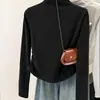 Atacado Transfronteiriço Outono e Inverno Veludo Alemão Gola Alta Meia Camiseta Térmica Slim Elegante Manga Longa Camisa Tx Versátil Feminina para Usar por Baixo