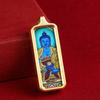 Novo Mini Pequeno Pingente Thangka Deus Amarelo da Riqueza Benmingfo Mãe Verde Zakilam Pingente Thangka Tibetano Aço Titânio