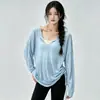 Capa Esportiva Leve e Respirável de Manga Longa para Primavera e Outono para Mulheres Top Solto para Yoga Pilates Fitness Corrida Camiseta Externa