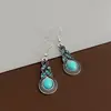 Aretes Turquesa Bohemios Palma Búho Bronce Tallado Geométrico Atrapasueños Pluma Borla