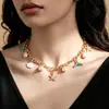 Collar de borla de perla de imitación de cola de pez de océano, colgante simple de concha de estrella de mar, joyería transfronteriza europea y americana