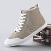Outono 2026 Novos Sapatos Femininos Tendência Versátil Lona Cano Alto Sapatos Femininos Cano Alto Lona Xadrez Casuais