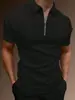 Camisa polo esportiva masculina de verão com lapela casual e manga curta com zíper e meio zíper, desejo de comércio transfronteiriço na Europa e nos Estados Unidos