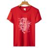 Dia dos Namorados Transfronteiriço Fornecer novos produtos para homens e mulheres Dragão chinês estampado Pullover algodão solto manga curta camiseta feminina