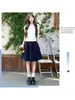 Falda Azul Marino Estilo Japonés H1223 para Mujer, Nueva Falda Corta de Línea A Adelgazante de Cintura Alta para Primavera y Verano, Falda de Paraguas de Cinco Puntos Petite