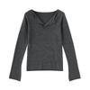 Suéter de cuello en V de lana fina suave de estilo coreano para mujer, nuevo suéter de otoño ajustado, camiseta interior adelgazante, top de temperamento
