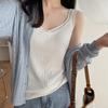 Ice Silk camisola de malha feminina desgaste exterior moda slim fit terno interior sem mangas com decote em V top verão