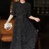 Vestido de Seda Cielo EstrelladoDoble Crepé Seda de Morera Elegante Solapa Estampado Vestido 2026 Verano Mujer