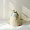 Taza de Té de Bambú con Base Alta y Boca de Flor Esmaltada de Caramelo Pintada a Mano de las Dinastías Tang y Song, Taza de Té para el Hogar, Juego de Té Kung Fu, Taza Individual Estilo Antiguo