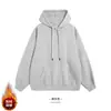 Moletom Simples com Capuz Forrado com Fleece 360g para Homens e Mulheres, Manga Longa, Primavera e Outono, Estilo Casal Pesado, Pulôver Solto Streetwear