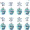 Decoración de Pastel de Elefante Azul Tema de Elefante Fiesta de Cumpleaños Fiesta de Bebé Decoración de Pastel de Fiesta Enchufe