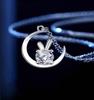 Collar de Conejo de Luna Nueva para Mujer Moda Cadena Clavícula Colgante de Diamante de Zircón Regalo de San Valentín para Novia