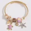 1 Pulseira Metálica Versátil e Fashion com Pingentes Simples de Tartaruga e Estrela do Mar, Acessórios Multi-Elementos e um Design Único