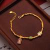 Pulsera para Mujer con Diseño de Bola Didi Brillante, Sensación Azul Quemado, Oro Roto, Bolsa Fugui Fu, Pulsera Nueva Estilo Chino, Perla Envuelta en Oro Arena