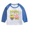 Camiseta manga comprida para meninos e meninas, primavera e outono, nova camisa infantil com gola redonda, blusa infantil de algodão do Bob Esponja