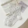 Meias Finas de Verão Slouch para Mulheres, Longas de Ballet com Renda e Laço Cinza, Novo Estilo, Meio da Panturrilha, Série Miu