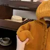 [Lingli] ¡Terciopelo Cálido de Invierno! Ropa Coreana para Niñas, Tejidos de Punto Grueso de Ganchillo Calados, Tejidos de Punto con Capucha, Transfronterizo