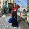 Jeans Azules Tannin Retro de Pierna Ancha para Mujer Otoño e Invierno 2024 Nuevos Pantalones Rectos de Cintura Alta