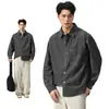 Roupas Masculinas Fengshe / Lançamento Primavera 2026 Novo Estilo Coreano Camisa de Algodão Solta Casual Vintage Camisa Jaqueta com Gola Reversível