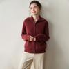 24 Suéter Cardigan de Punto de Cachemir con Cremallera y Cuello Alto para Otoño e Invierno, Holgado, Estilo Suave y Perezoso, Color Sólido, Chaqueta Versátil para Mujer