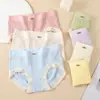 Ropa interior japonesa suave y cerosa para niña, de algodón transpirable, con entrepierna en color melocotón, cómoda y sin costuras, hasta la cintura.