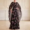 Marca independiente, estilo europeo y americano, vestido capa de gasa estampada transfronterizo, falda larga, cintura ajustada, vestido largo fluido, elegante vestido de noche
