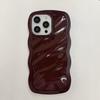 Capa de celular grande onda vermelha vinho para Apple 16Pro Pure Color 15 Twist 14 capa protetora de mão dois em um