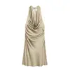 Comercio Exterior Transfronterizo Ropa para Mujer 2026 Nuevo Estilo Europeo y Americano Vestido Ajustado Satén Cuello Halter Espalda Descubierta Vestido 1323758