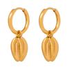 Pendientes de Colgante de Concha Estilo Ins Retro Elegante para Mujer Moda Oceánica Elegantes Hebilla de Oreja de Acero Titanio Chapado en Oro de 18K