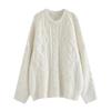 Suéter para Mujer Otoño e Invierno Suave Ceroso Azul Viento Perezoso Trenzado Suave para Usar con Cuello Redondo Jersey Top para Ropa Exterior