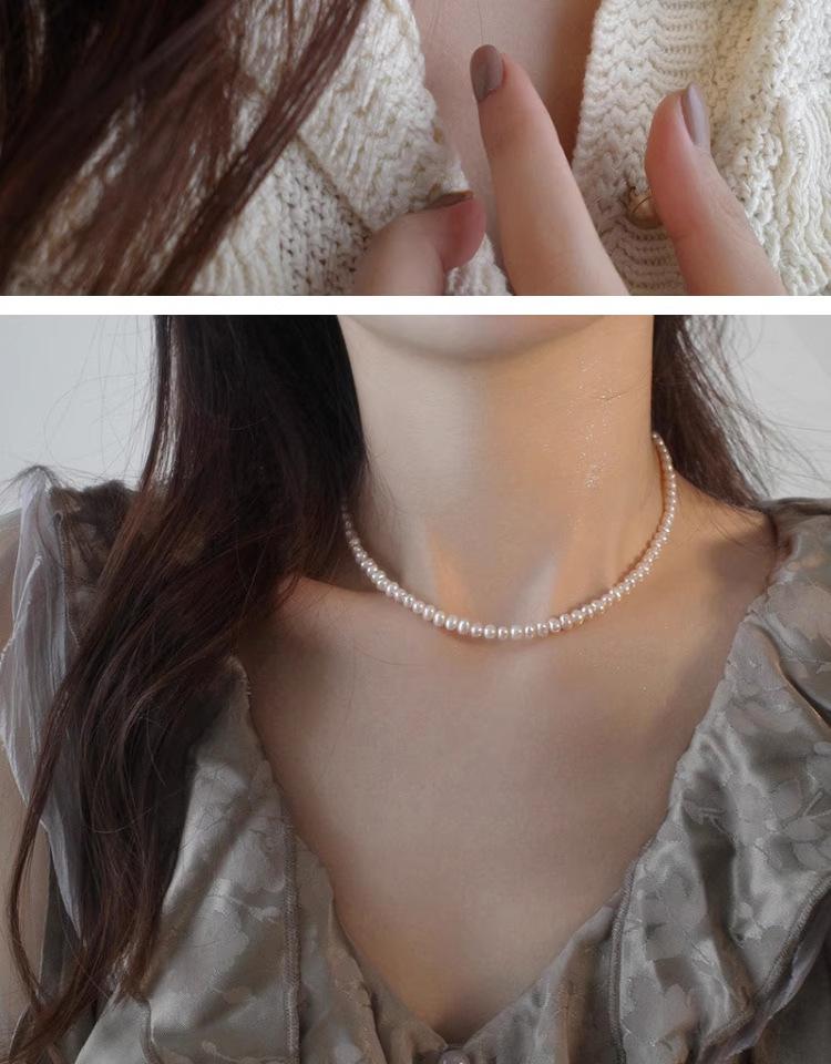 天然淡水珍珠项链女百搭美产14k包金小众设计可调节