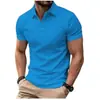 Polo Masculino de Manga Curta Cor Sólida Novo para Comércio Exterior Europeu e Americano Casual de Negócios ao Ar Livre Polo com Gola e Botões