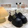 Sapatos de Couro com Salto Grosso para Aumentar a Altura para Mulheres, Novos Mocassins Estilo Britânico Retrô Verão 2026, Sapatilhas Casuais de Moda Versáteis