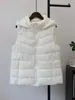 Outono e Inverno Novo Colete Cardigan de Algodão com Capuz e Zíper Estilo Coreano Solto Casual Versátil Colete Jaqueta Sem Mangas Roupa Feminina