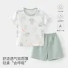 Conjunto de Ropa de Casa de Algodón Puro para Niños, Delgado, Transpirable, de Manga Corta, para Niños y Niñas Bebés, Pijamas para Niños, Ropa para Aire Acondicionado