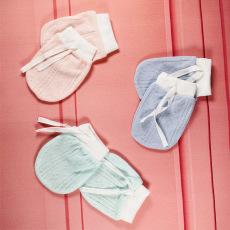 Guantes grandes antiarañazos para bebé de cuatro estaciones, material roscado, guantes cálidos y transpirables, diseño con cordón, algodón suave, pequeños