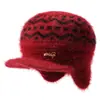 Gorro de invierno para mujer, mujer mayor, forrado de polar, cálido, gorro de lana tejido, gorro para mujer de mediana edad y mayor, gorro con orejeras de pico forrado de polar