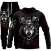 Primavera e Outono Europa e Estados Unidos homens coletes pullover fabricantes atacado 2023 cross-border novo lobo 3D impresso coletes com capuz terno
