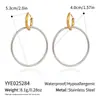 Pendientes de Aro Grandes Exagerados Bicolor de Acero Inoxidable Transfronterizos Estilo Ins de Alta Gama Pendientes que Conservan el Color para Mujer