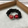 Cuerda para el cabello con cuentas rojas de Año Nuevo, anillo para el cabello de intestino delgado, cuerda para el cabello de cola de caballo alta para el año de la vida 2025 para niña, tocado festivo de Año Nuevo