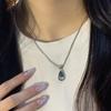 Lágrimas de Sirena ~ Elegante collar con colgante de gota de agua azul, combinable con todo, de nicho, para mujer, de moda, ligero, de lujo, de alta gama, con cadena de clavícula.