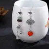 Brincos Assimétricos com Borla de Folha de Lótus para Mulheres Design de Nicho Estilo Chinês de Alta Qualidade Brincos Longos Retrô Antigos