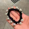 Goma para el pelo de celebridad de internet coreana, scrunchie simple de perlas artificiales, banda elástica alta y gruesa elegante para mujer