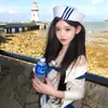 Bonito Sombrero de Marinero con Lazo Coreano Moda Otoño e Invierno Boina Octogonal para Mujer Versátil Sombrero Azul Marino Coreano