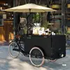 Carrinho de Comida e Café Móvel Multifuncional com Pedais Reverso, Float para Exposição em Shopping, Triciclo de Chá com Leite e Sorvete para Exterior