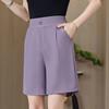 Traje de Verano Nuevo para Mujer Estilo Coreano Shorts Negros para Ir al Trabajo Talla Grande Cintura Alta Sueltos Adelgazantes Pantalones de Pierna Ancha para Uso Exterior