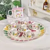 Tetera Estilo Europeo Ouge Etalia, Taza y Platillo de Café, Plato de Cena Estilo Occidental, Juego de Té para Celebración de Casa por la Tarde, Exquisita Caja de Regalo