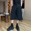 Shorts de traje de pierna ancha, fluidos, de alta gama, corte limpio para hombre, pantalones de verano, pantalones cropped rectos de corte holgado